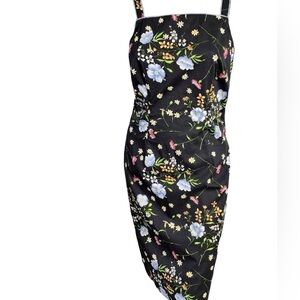 Tyler Boe Vintage Black Floral Knee‎ Length Retro Sheath Dress Women's Size 12